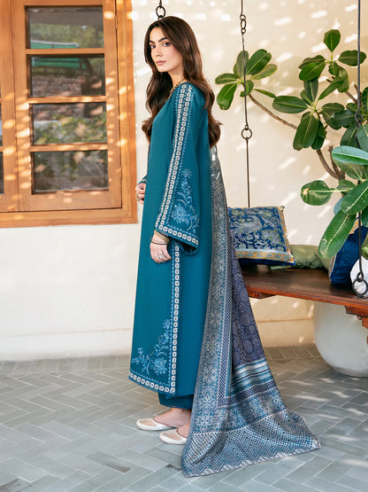 izel - Winter 3PC Dhanak Embroidered Suit - BN33104