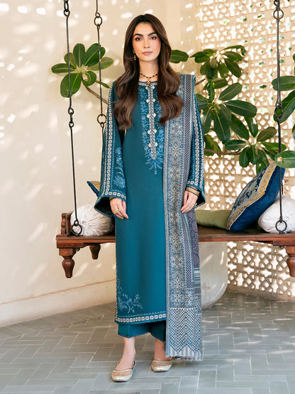 izel - Winter 3PC Dhanak Embroidered Suit - BN33104