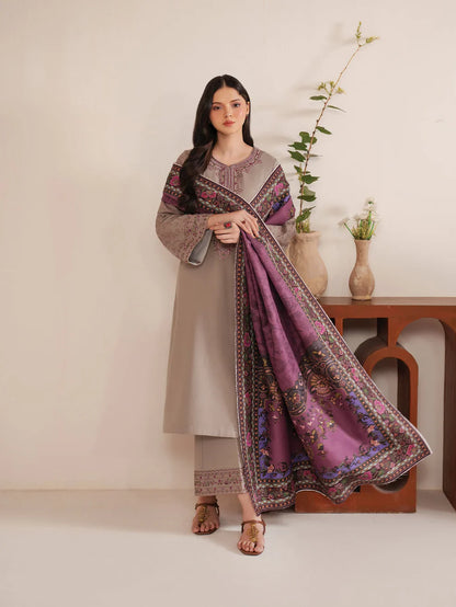 Jazmin - Winter 3PC Dhanak Embroidered Suit - BN3309