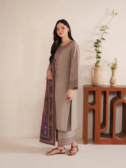 Jazmin - Winter 3PC Dhanak Embroidered Suit - BN3309