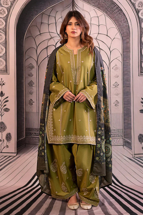 Urge - Winter 3PC Dhanak Embroidered Suit - BN3344