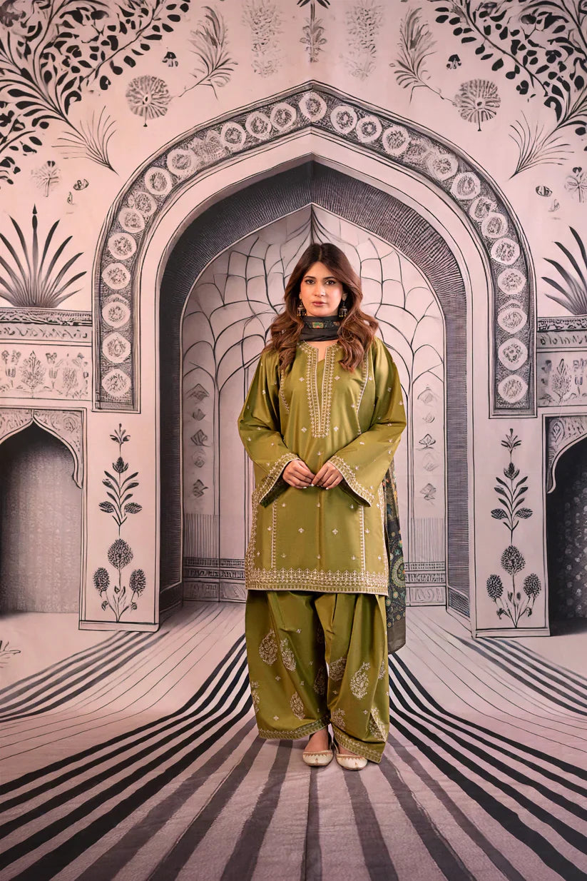 Urge - Winter 3PC Dhanak Embroidered Suit - BN3344
