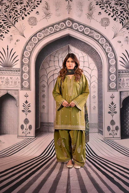 Urge - Winter 3PC Dhanak Embroidered Suit - BN3344