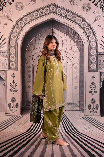 Urge - Winter 3PC Dhanak Embroidered Suit - BN3344