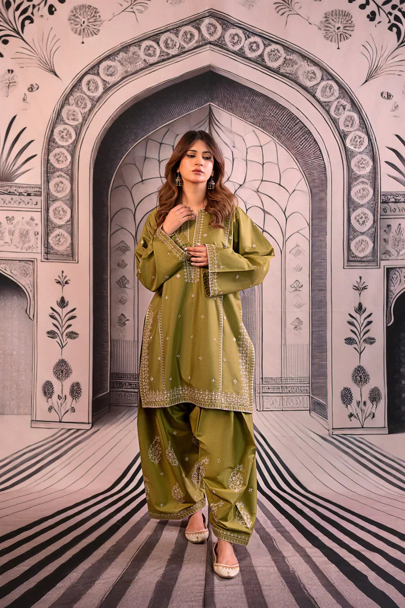 Urge - Winter 3PC Dhanak Embroidered Suit - BN3344