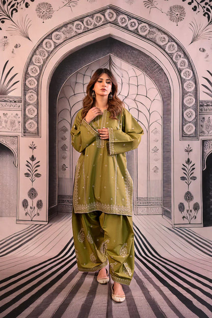 Urge - Winter 3PC Dhanak Embroidered Suit - BN3344