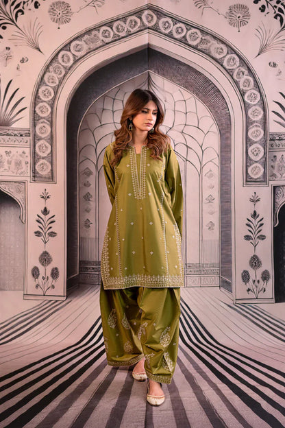 Urge - Winter 3PC Dhanak Embroidered Suit - BN3344