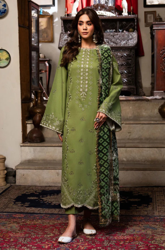 izel - Winter 3PC Dhanak Embroidered Suit - BN33110