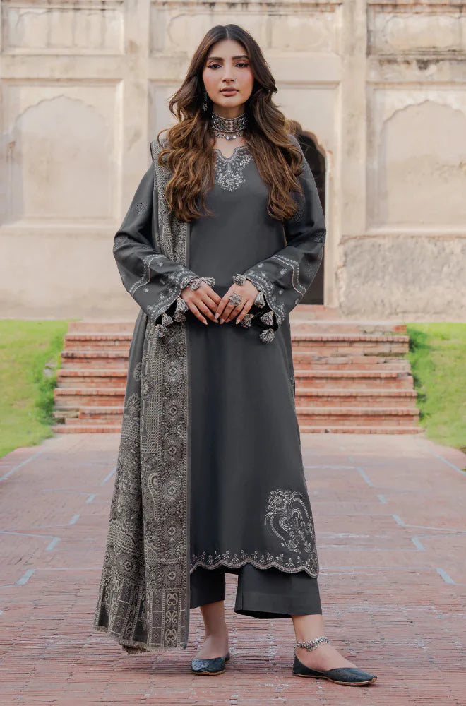 izel - Winter 3PC Dhanak Embroidered Suit - BN33112
