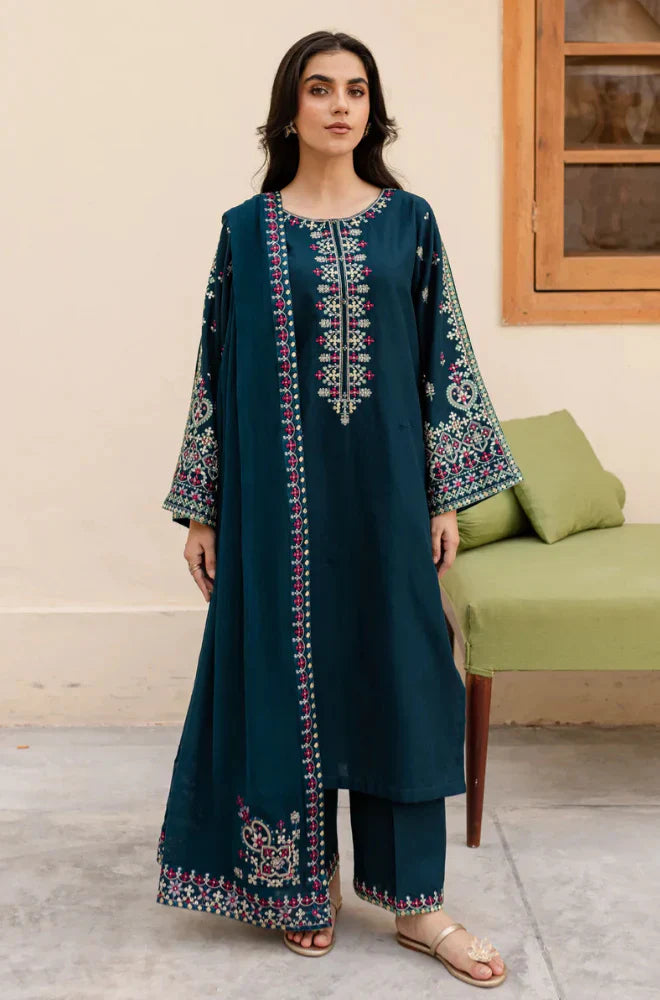 Sapphire - Winter 3PC Dhanak Embroidered Suit - BN33113