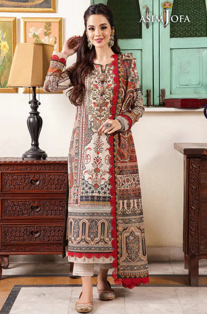 Asim Jofa - Winter 3PC Karandi Digital Print Dress - BN33114