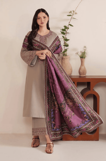 Jazmin - Winter 3PC Dhanak Embroidered Suit - BN3309