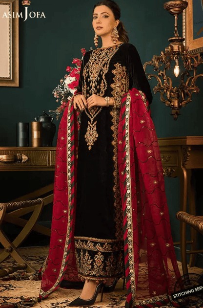 Asim jofa Embroidered Velvet 3piece suit - BN2013