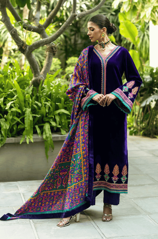 Charizma Embroidered Velvet 3piece suit - BN2016