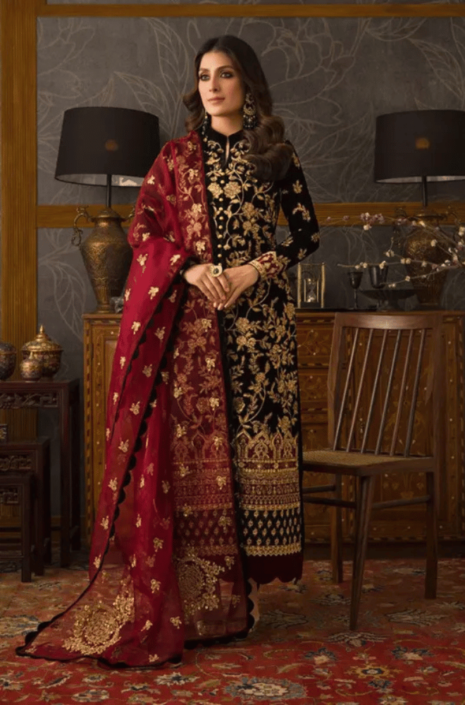 Asim Jofa - Embroidered Velvet 3piece suit - BN3358