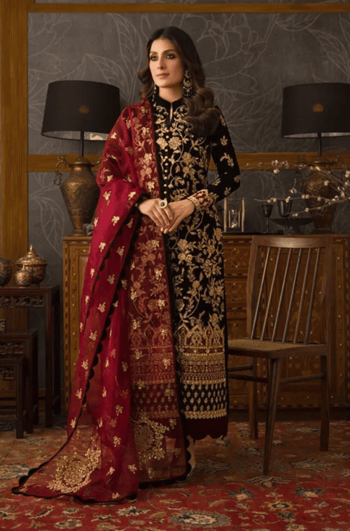 Asim Jofa - Embroidered Velvet 3piece suit - BN3358