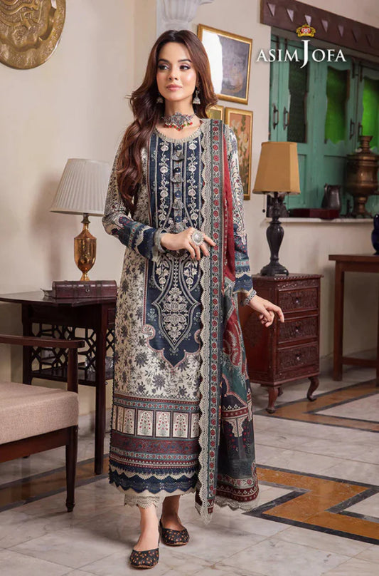 Asim Jofa - Summer 3PC Karandi Digital Print Dress - SB1143