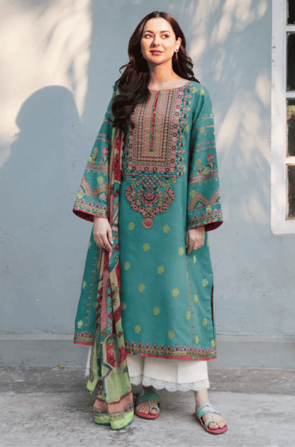 Sapphire - Winter 3PC Dhanak Embroidered Suit - BN3315