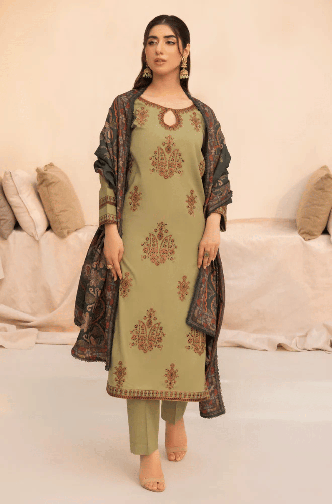 Mohagni - Winter 3PC Dhanak Embroidered Suit - BN3360