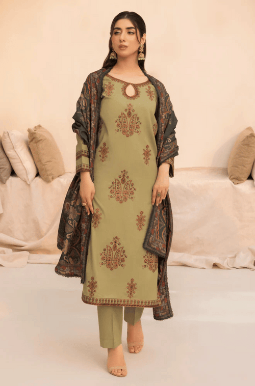 Mohagni - Winter 3PC Dhanak Embroidered Suit - BN3360