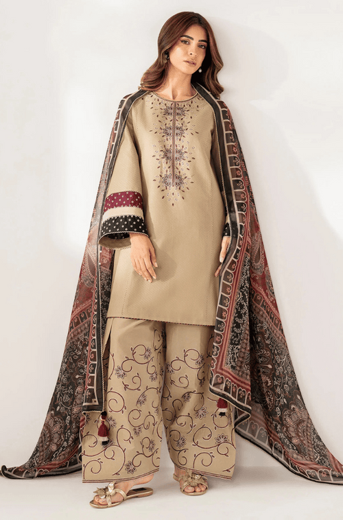Jazmin - Winter 3PC Dhanak Embroidered Suit - BN3361