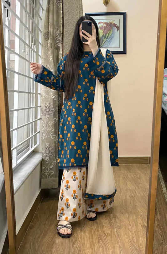 Khaadi - Summer 3PC Lawn Digital Print Dress - SB1152