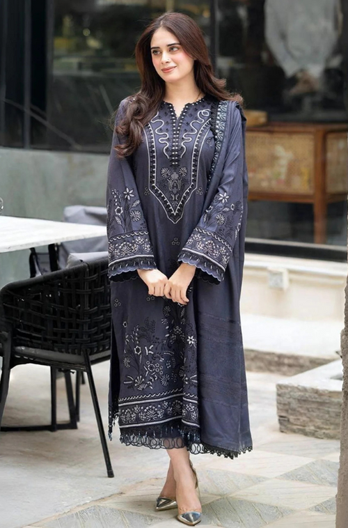 Libass - Winter 3PC Dhanak Embroidered Suit - BN3382