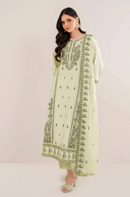 Florent - Winter 3PC Dhanak Embroidered Suit - BN3386