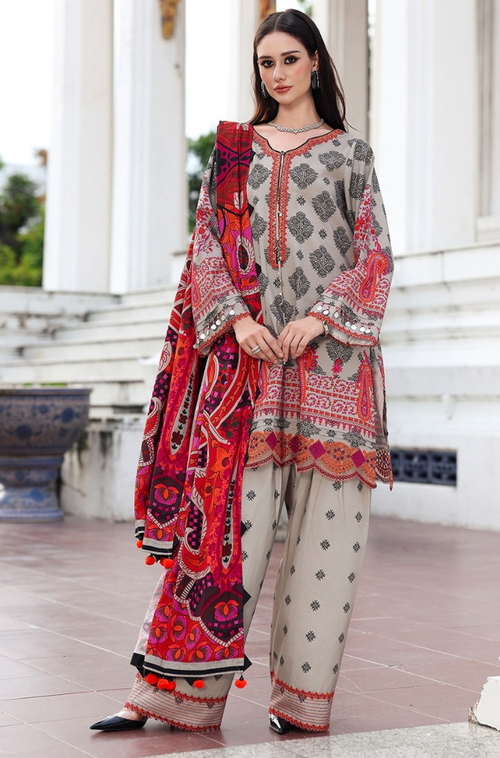 Charizma - Winter 3PC Karandi Digital Print Dress - BN33400