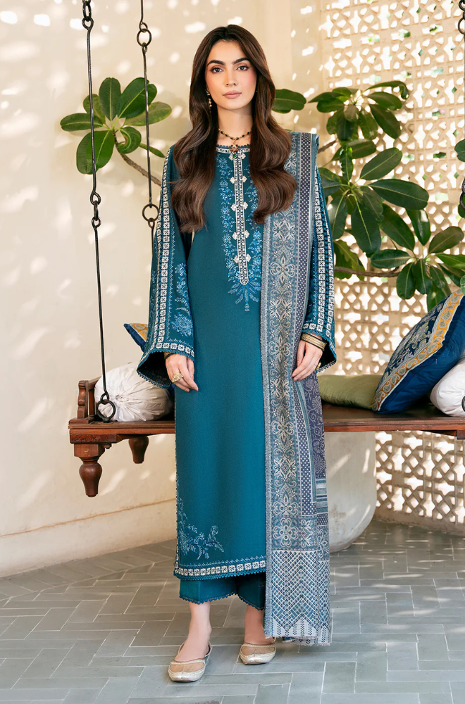 izel - Winter 3PC Dhanak Embroidered Suit - BN33104