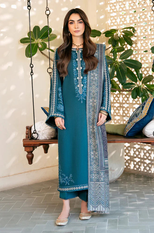 izel - Winter 3PC Dhanak Embroidered Suit - BN33104