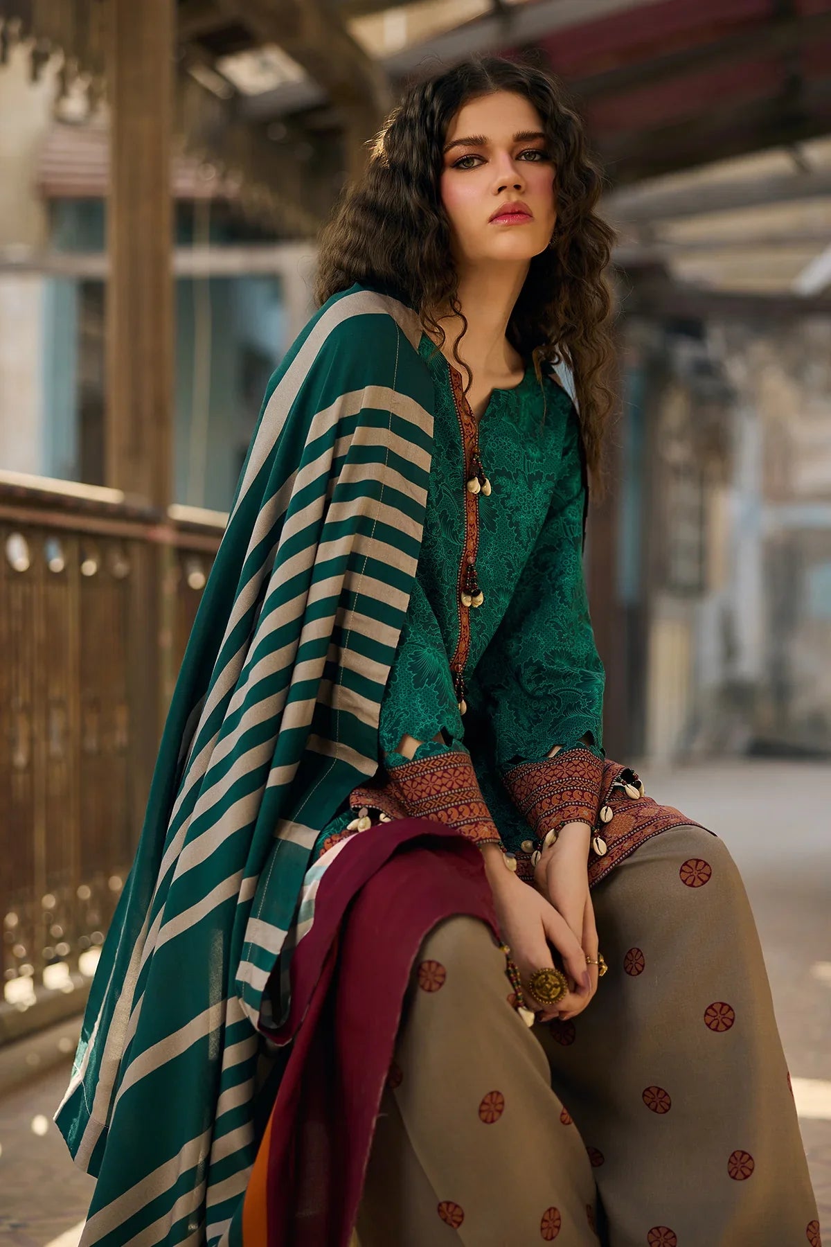 Charizma - Winter 3PC Karandi Digital Print Dress - BN33137