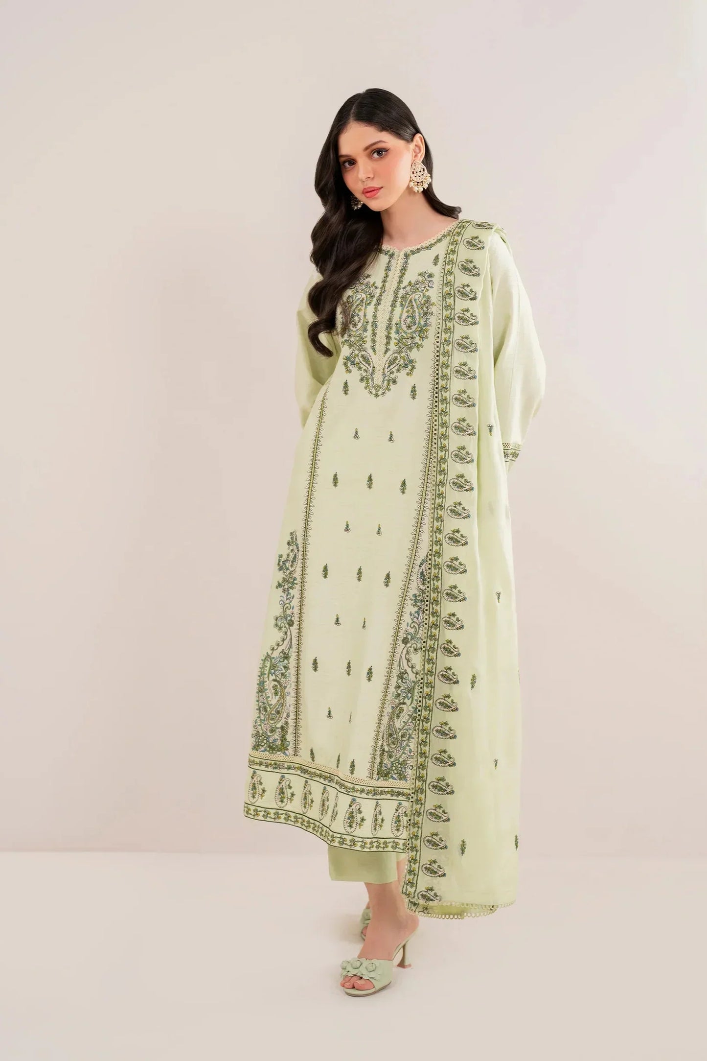 Florent - Winter 3PC Dhanak Embroidered Suit - BN3386