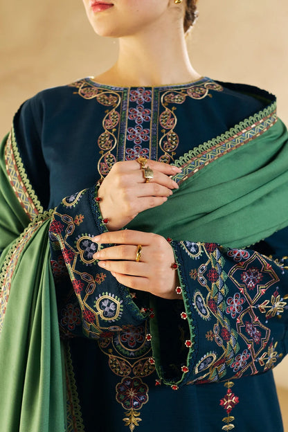 BN590-WINTER 3-Pc Embroidered Dhanak Suit with Heavy Embroidered Dhanak Shawll