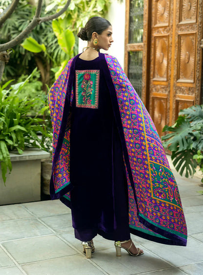 Charizma Embroidered Velvet 3piece suit - BN2016