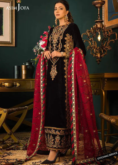 Asim jofa Embroidered Velvet 3piece suit - BN2013