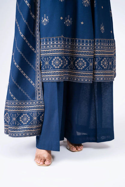 BN578-WINTER 3-Pc Embroidered Dhanak Suit with Heavy Embroidered Dhanak Shawll