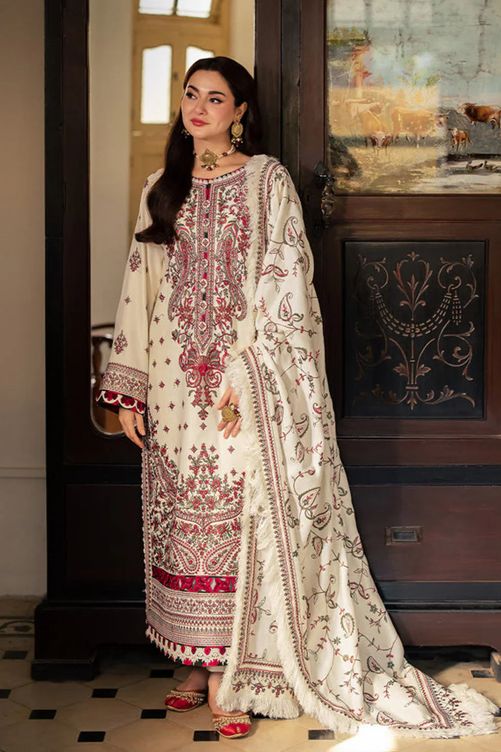 Asim Jofa - Winter 3PC Dhanak Embroidered Suit - BN3306