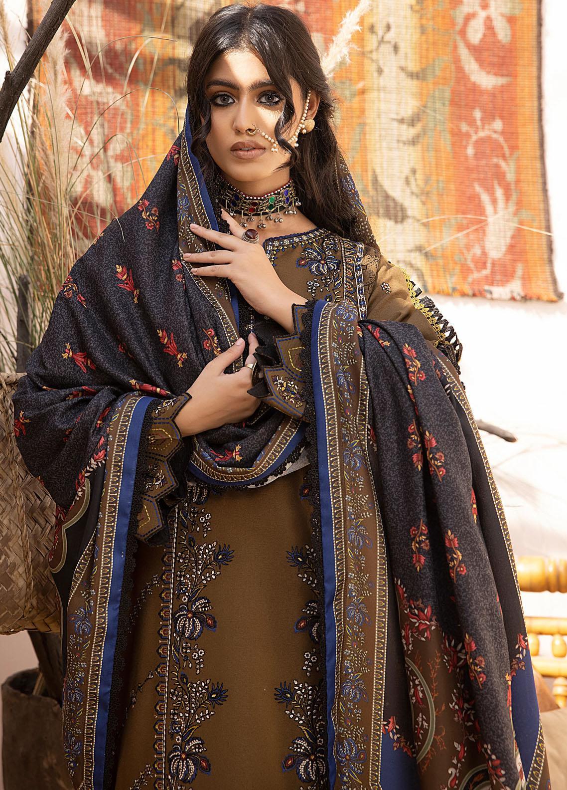 Bin ilyas - Winter 3PC Dhanak Embroidered Suit - BN3351