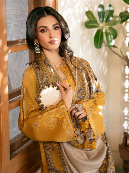 izel - Winter 3PC Dhanak Embroidered Suit - kp33103